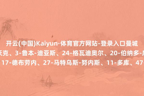 开云(中国)Kaiyun·体育官方网站-登录入口曼城首发：31-、2-凯尔-沃克、3-鲁本-迪亚斯、24-格瓦迪奥尔、20-伯纳多-席尔瓦、19-京多安、17-德布劳内、27-马特乌斯-努内斯、11-多库、47-福登、9-哈兰德替补：18-奥尔特加-莫雷诺、5-斯通斯、8-科瓦契奇、10-格拉利什、26-萨维尼奥、66-辛普森-普西、67-穆巴马、75-尼科-奥赖利、87-詹姆斯-麦卡蒂曼联首发：
